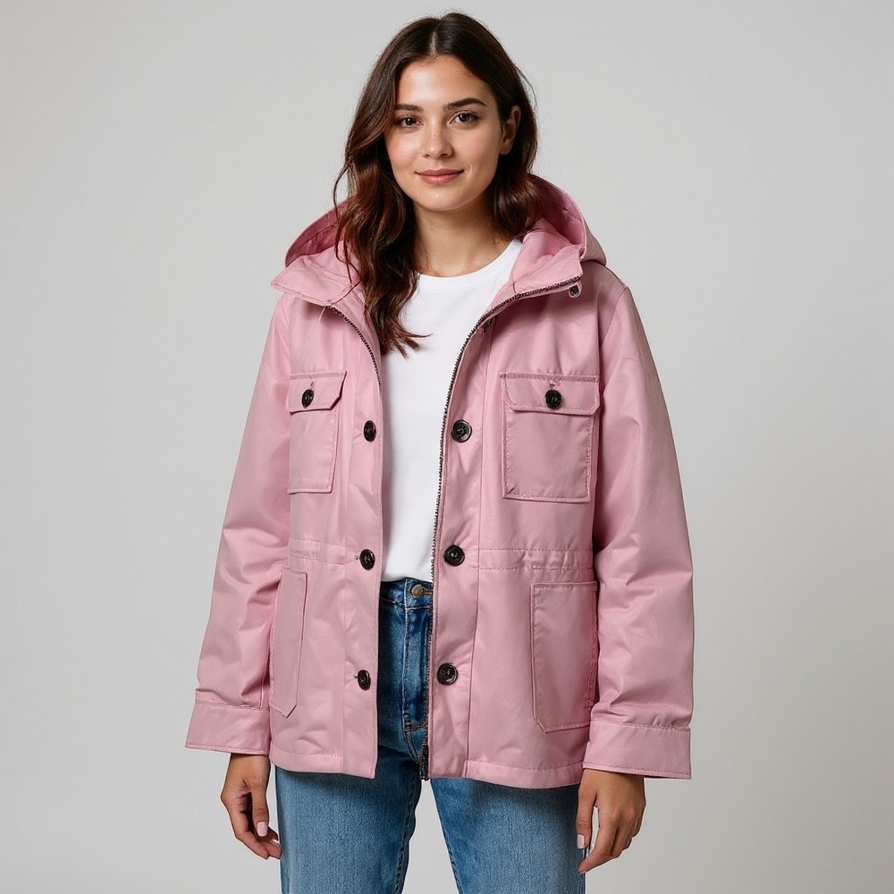 NWT Laura Ashley Pink Hooded Field Jacket Utility Anorak Parka DJLB15726-KO XXL
